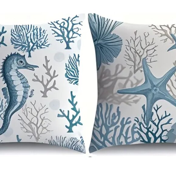 Share Outdoor Throw Pillow Covers - Set of 4 - Costal Decor Pillow Cases - Beach - Picture 5 of 7
